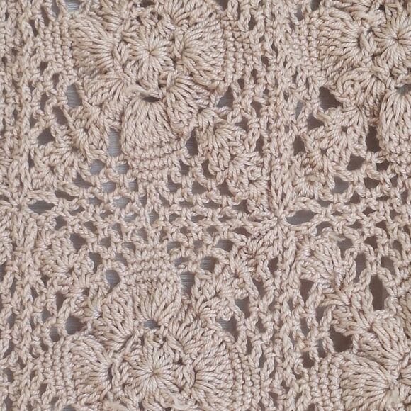 Ecru Crochet Boho Midi Skirt Cotton Sz M Slip Lining Philippines Doily Skirt - Picture 5 of 16